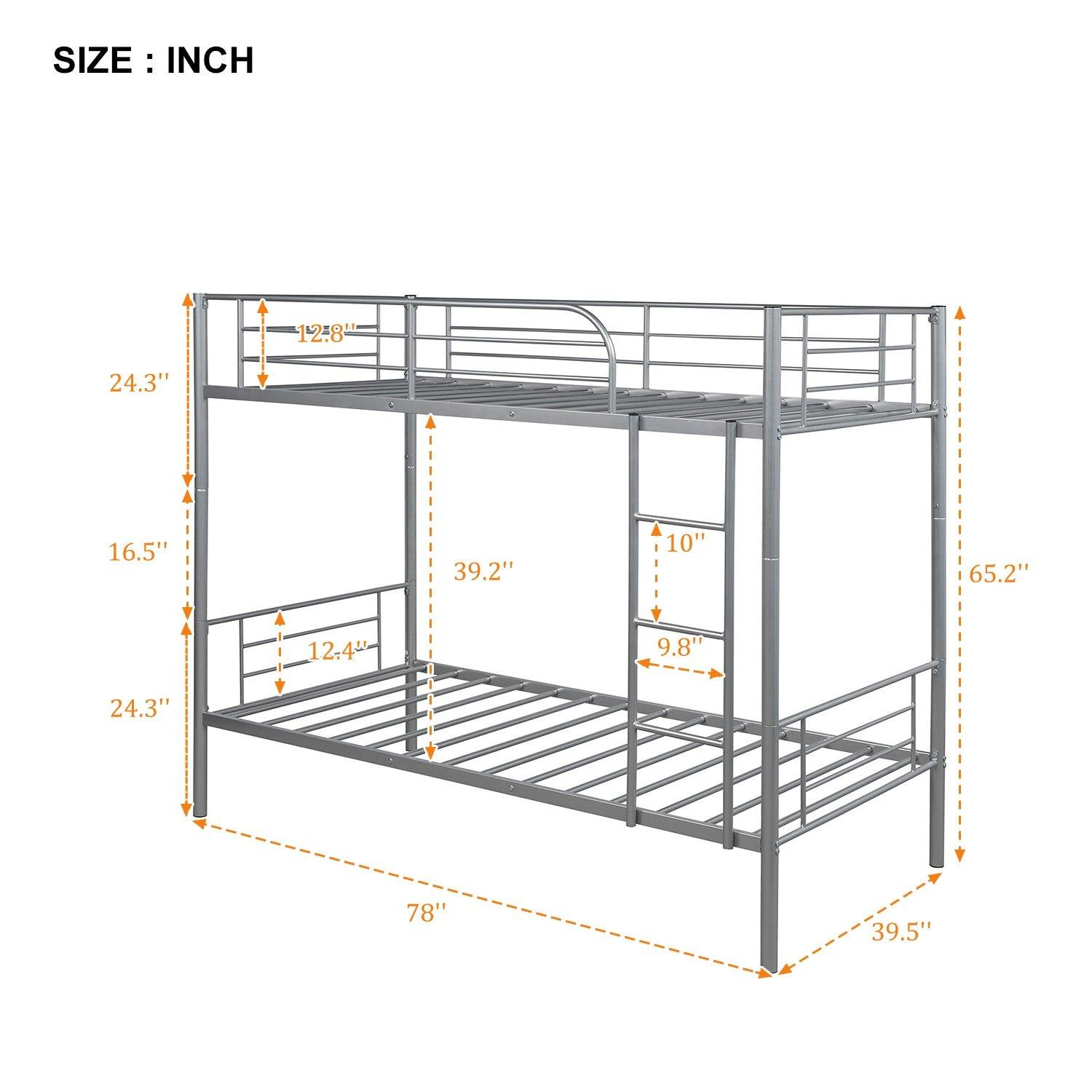 Silver Twin Over Twin Separable Bunk Bed - FurniFindUSA