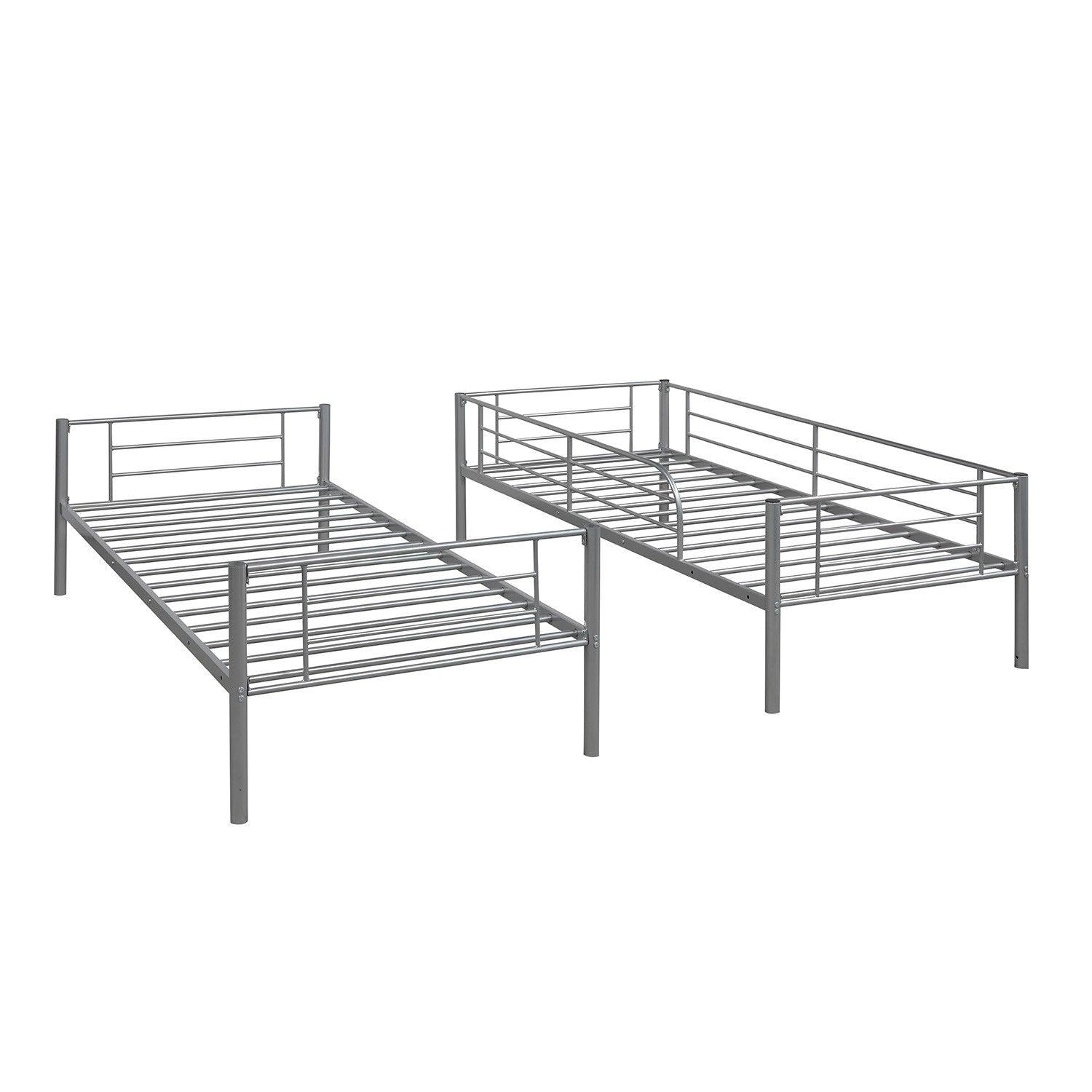 Silver Twin Over Twin Separable Bunk Bed - FurniFindUSA