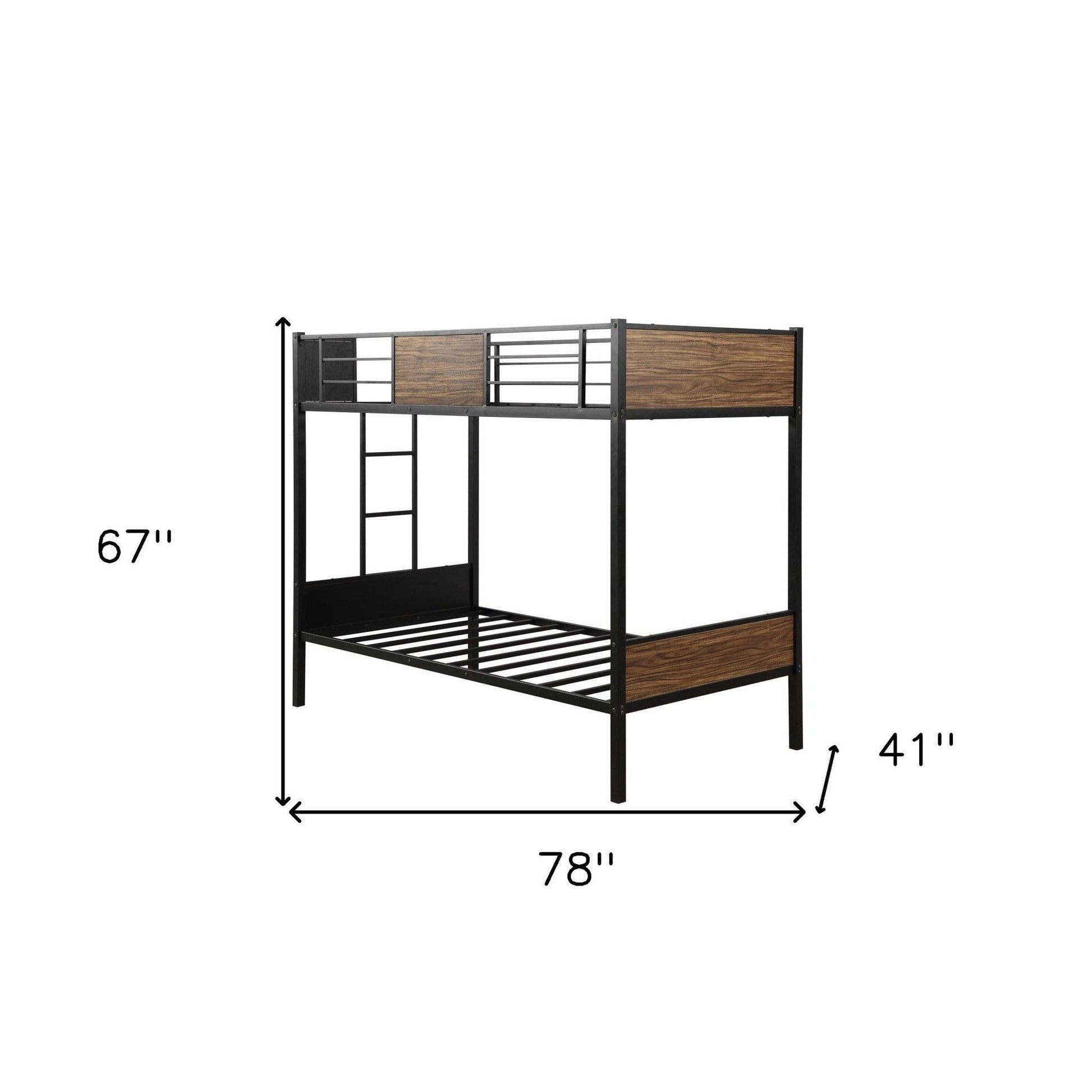 Black Brown Twin Over Twin Bunk Bed - FurniFindUSA