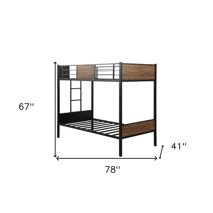 Black Brown Twin Over Twin Bunk Bed - FurniFindUSA