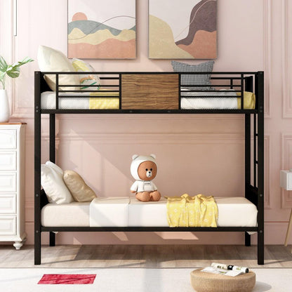 Black Brown Twin Over Twin Bunk Bed - FurniFindUSA