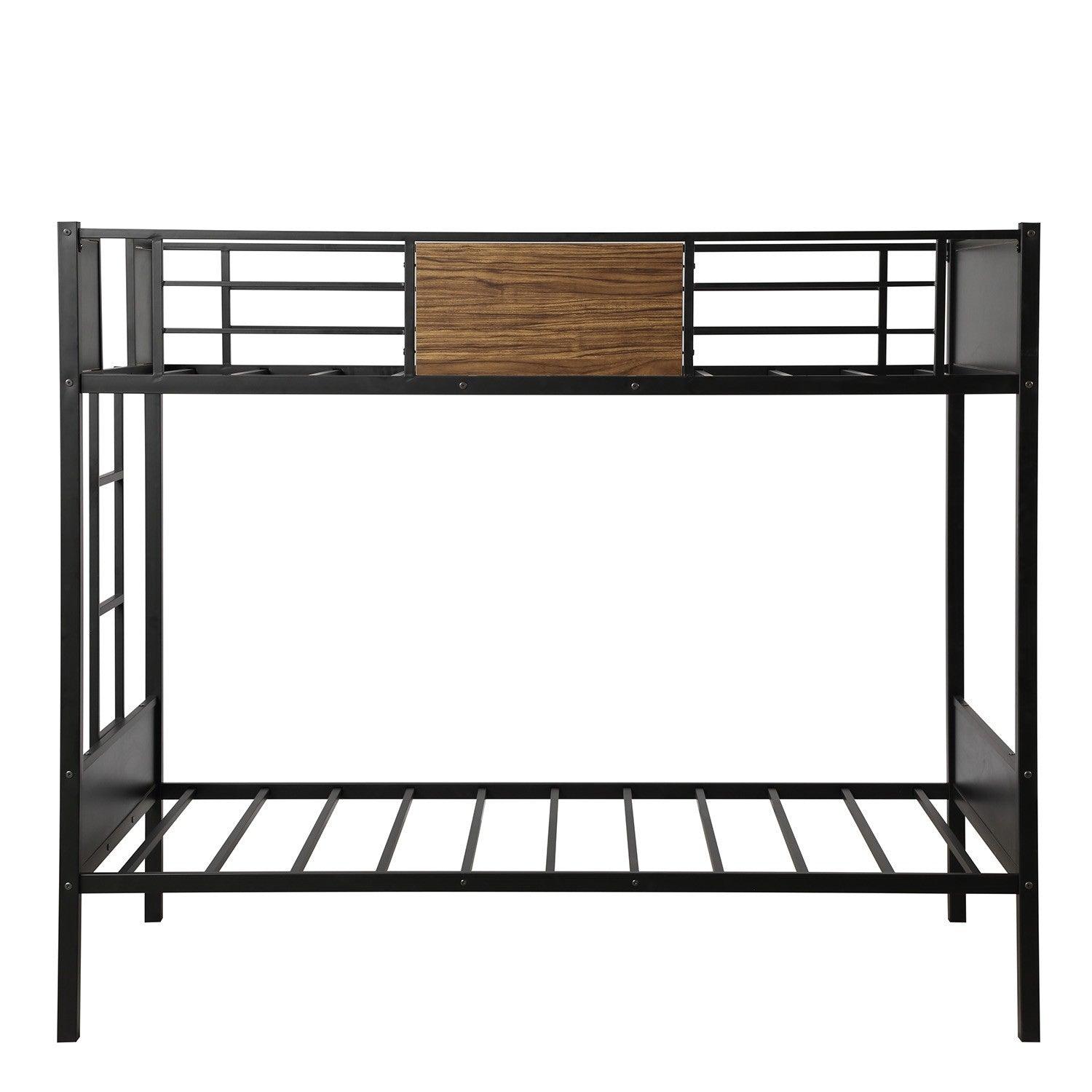 Black Brown Twin Over Twin Bunk Bed - FurniFindUSA