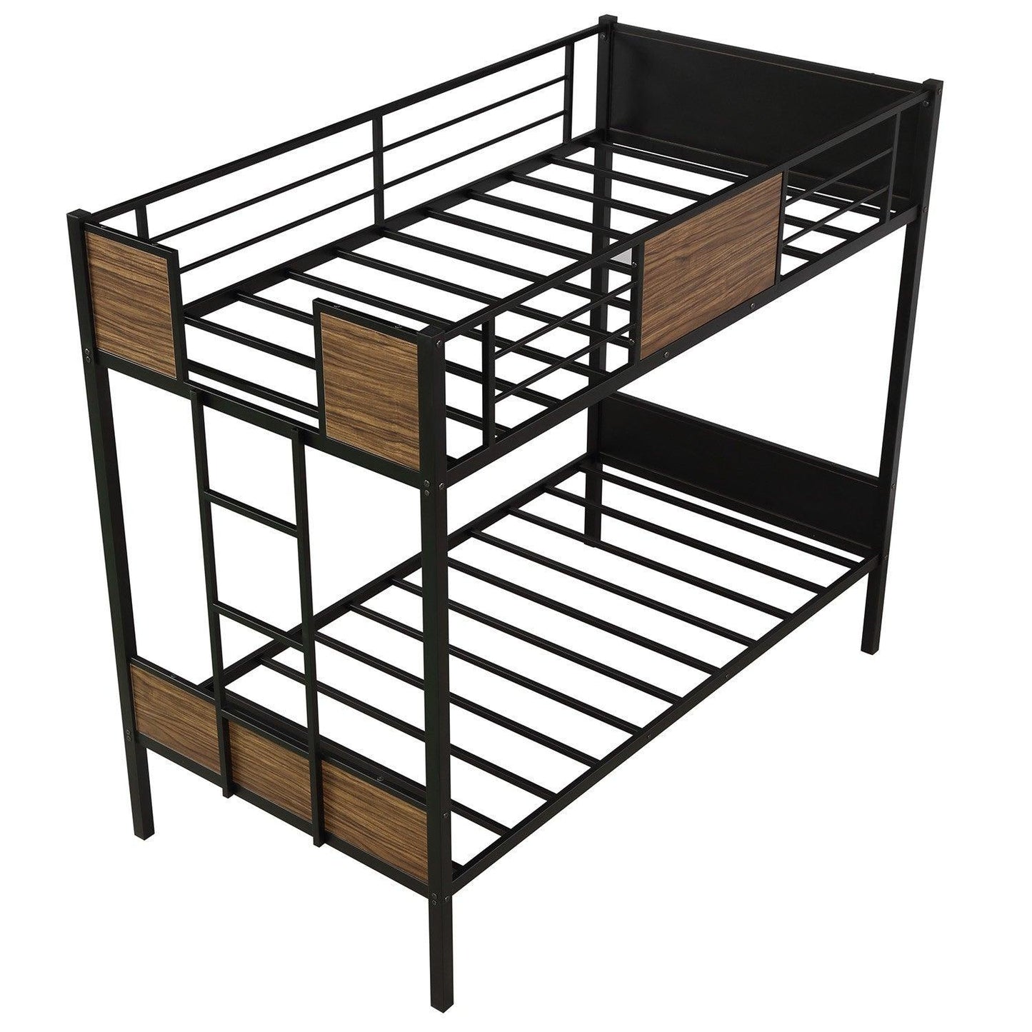 Black Brown Twin Over Twin Bunk Bed - FurniFindUSA