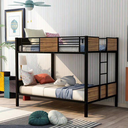 Black Brown Full Over Full Bunk Bed - FurniFindUSA