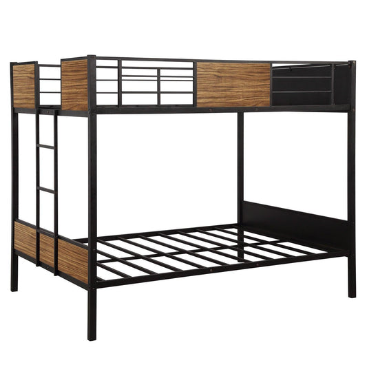 Black Brown Full Over Full Bunk Bed - FurniFindUSA