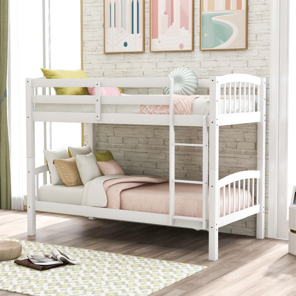 White Twin Over Twin Bunk Bed - FurniFindUSA