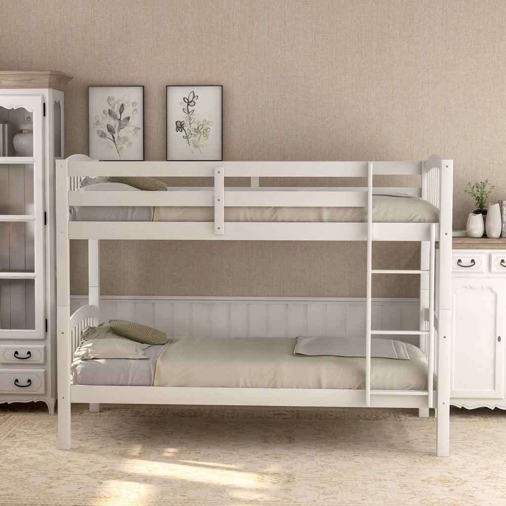 White Twin Over Twin Bunk Bed - FurniFindUSA