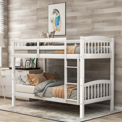 White Twin Over Twin Bunk Bed - FurniFindUSA