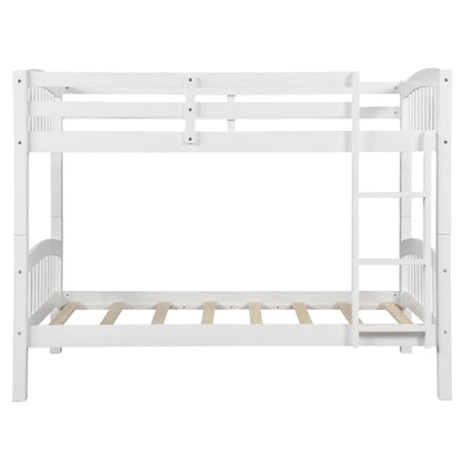 White Twin Over Twin Bunk Bed - FurniFindUSA