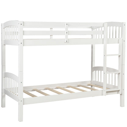 White Twin Over Twin Bunk Bed - FurniFindUSA