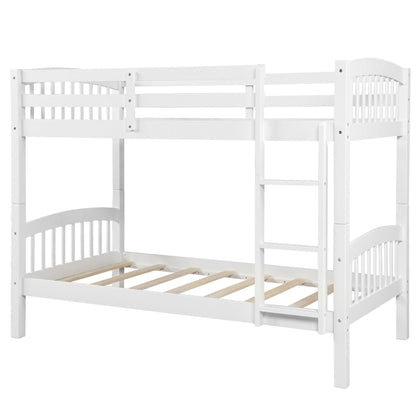 White Twin Over Twin Bunk Bed - FurniFindUSA