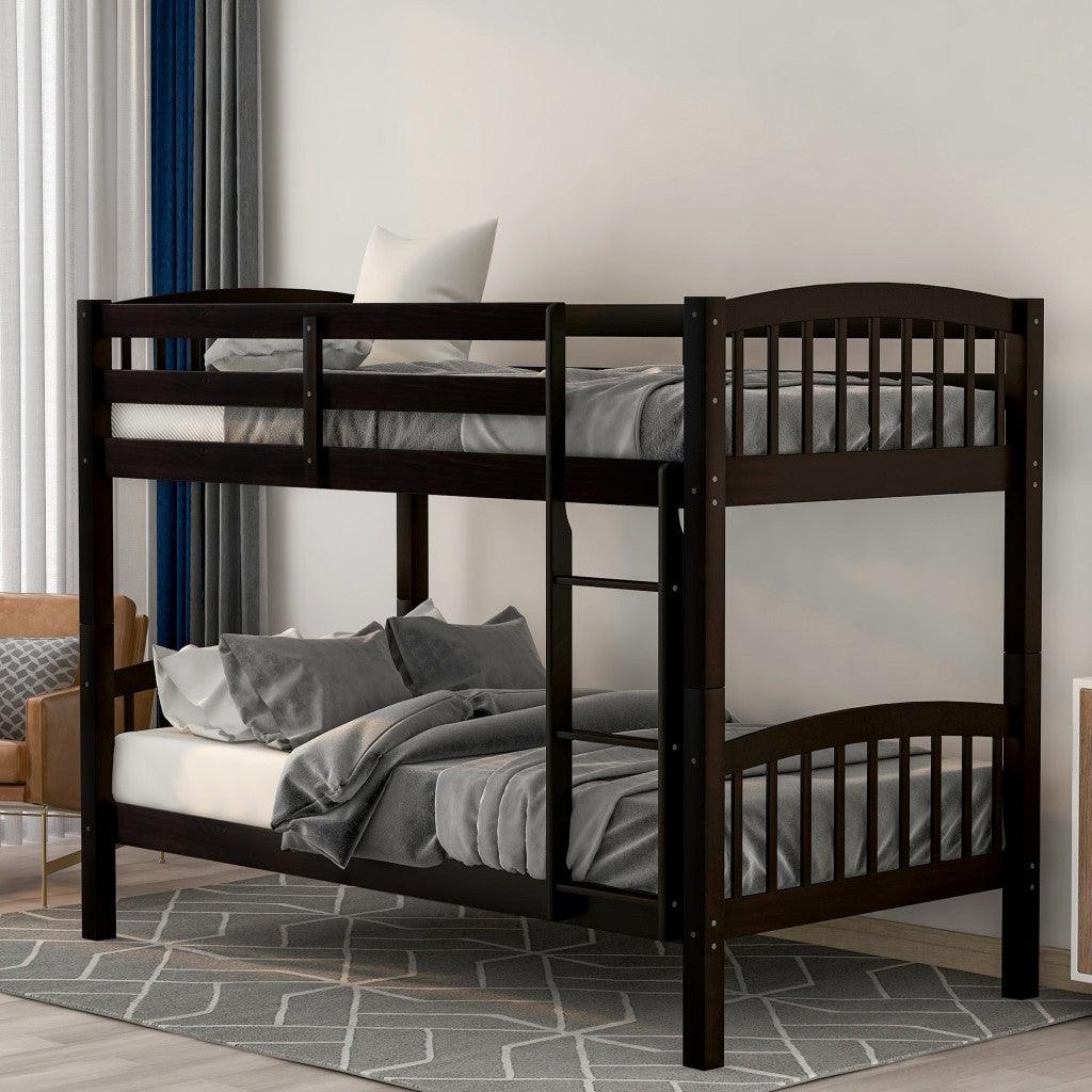 Brown Twin Over Twin Bunk Bed - FurniFindUSA