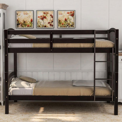 Brown Twin Over Twin Bunk Bed - FurniFindUSA