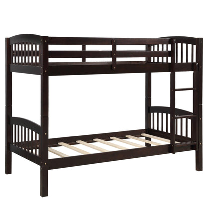 Brown Twin Over Twin Bunk Bed - FurniFindUSA