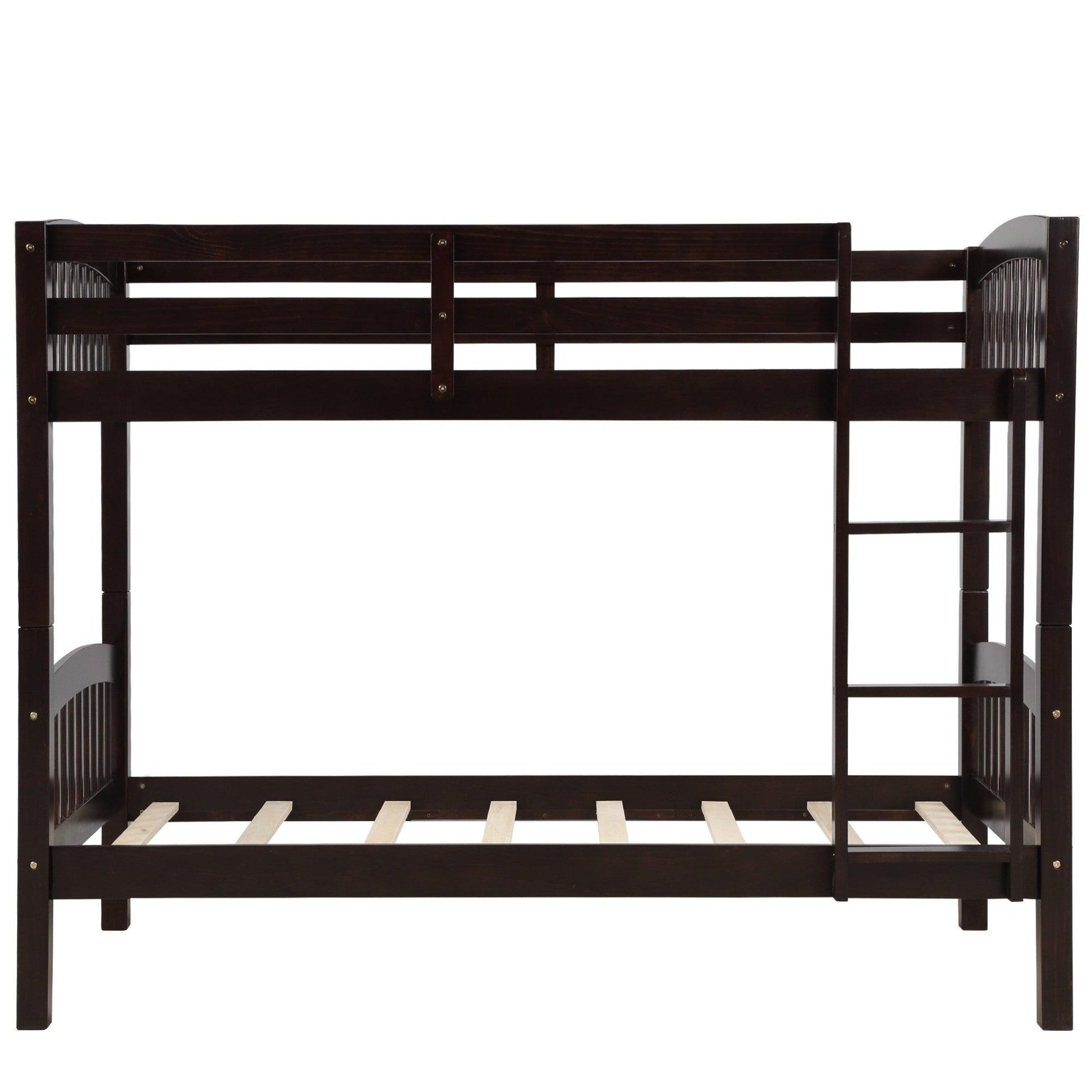 Brown Twin Over Twin Bunk Bed - FurniFindUSA