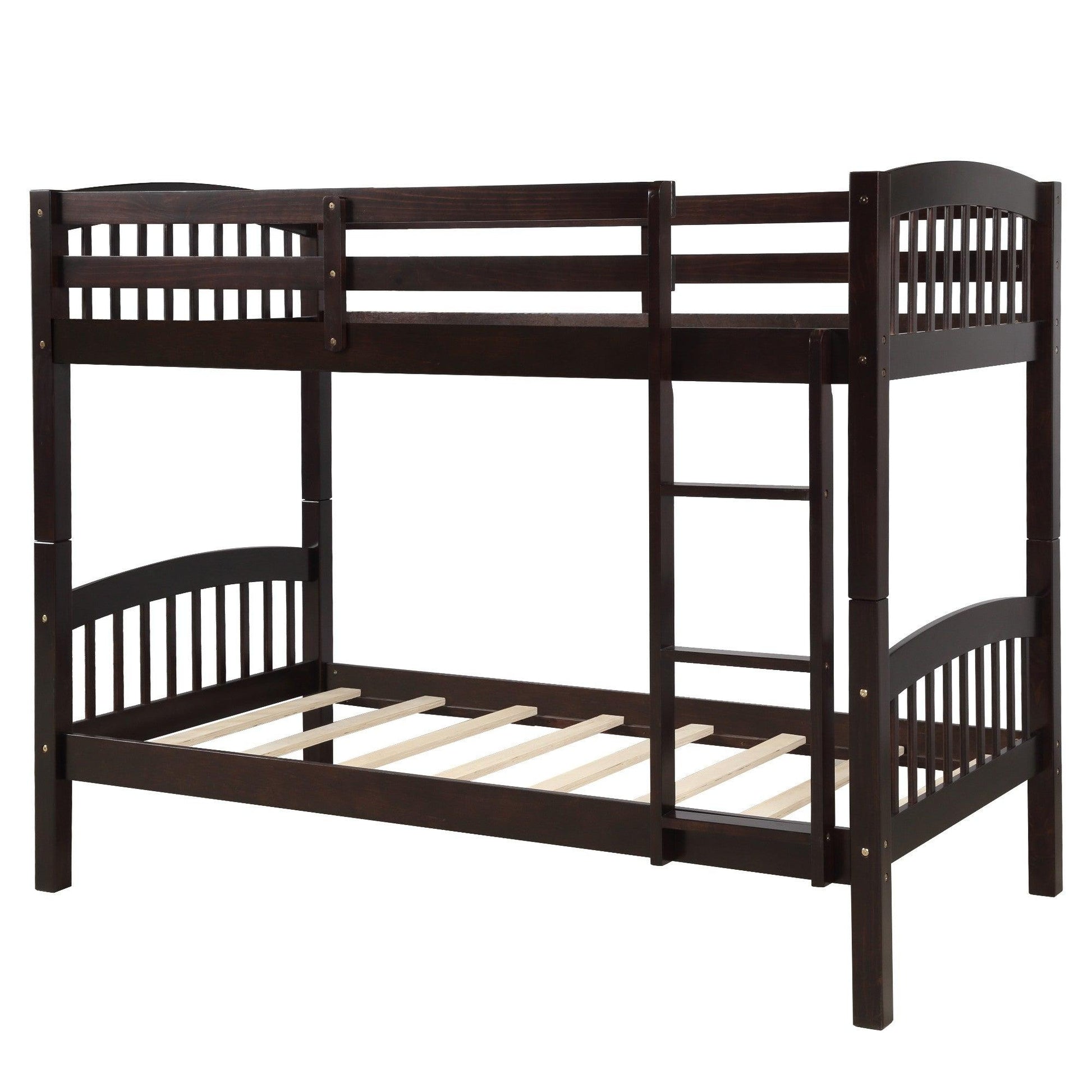 Brown Twin Over Twin Bunk Bed - FurniFindUSA