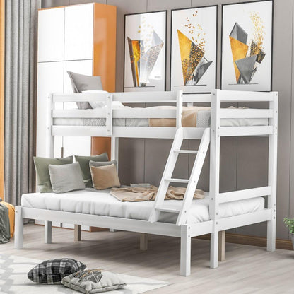 White Twin Size Full Size Bunk Bed - FurniFindUSA