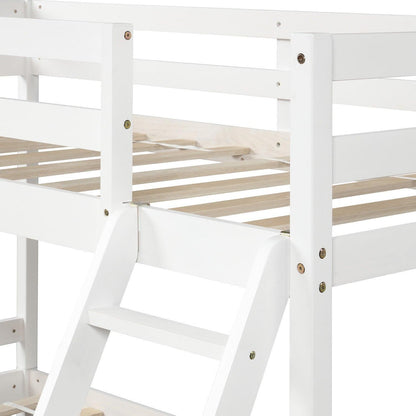 White Twin Size Full Size Bunk Bed - FurniFindUSA