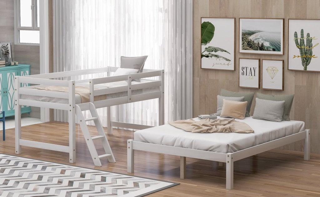 White Twin Size Full Size Bunk Bed - FurniFindUSA