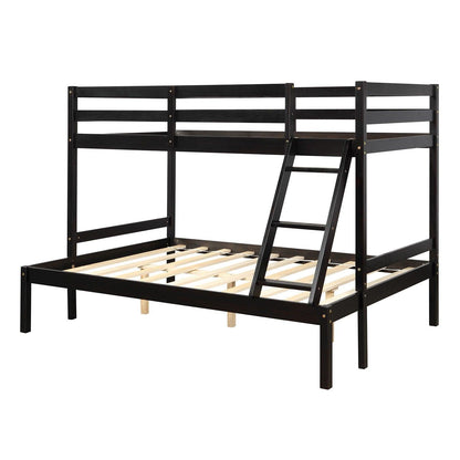 Brown Twin Size Full Size Bunk Bed - FurniFindUSA