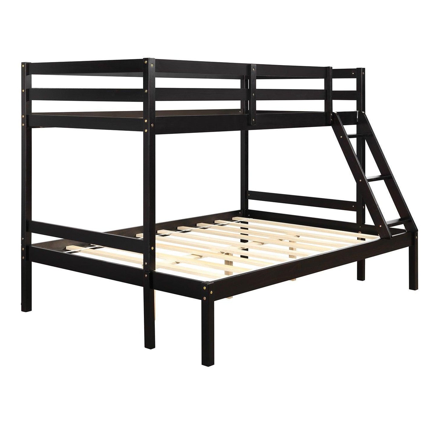 Brown Twin Size Full Size Bunk Bed - FurniFindUSA