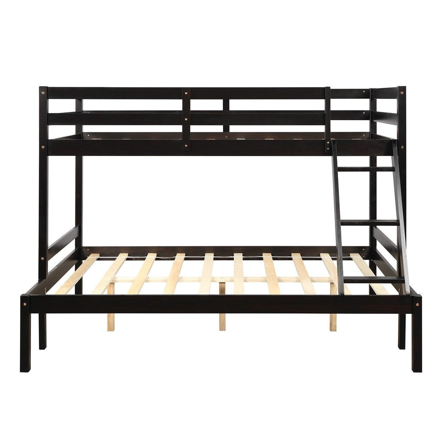 Brown Twin Size Full Size Bunk Bed - FurniFindUSA