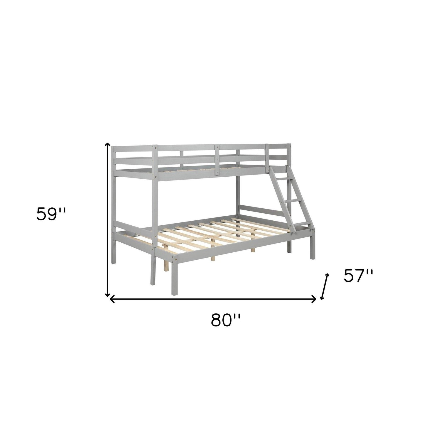 Gray Twin Size Full Size Bunk Bed - FurniFindUSA