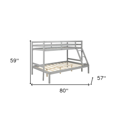 Gray Twin Size Full Size Bunk Bed - FurniFindUSA