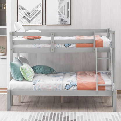 Gray Twin Size Full Size Bunk Bed - FurniFindUSA