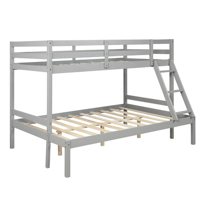 Gray Twin Size Full Size Bunk Bed - FurniFindUSA