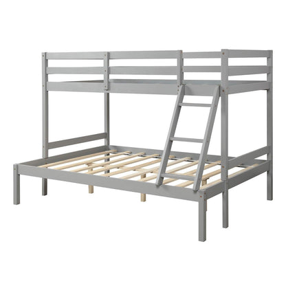 Gray Twin Size Full Size Bunk Bed - FurniFindUSA