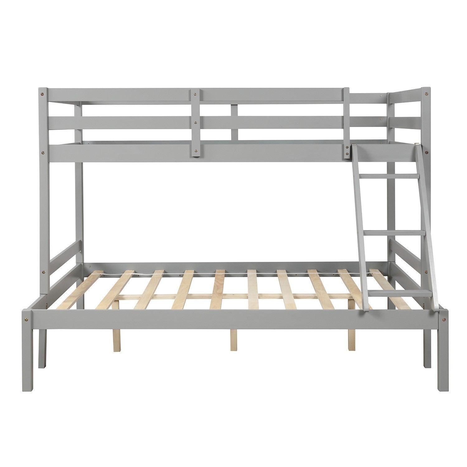 Gray Twin Size Full Size Bunk Bed - FurniFindUSA