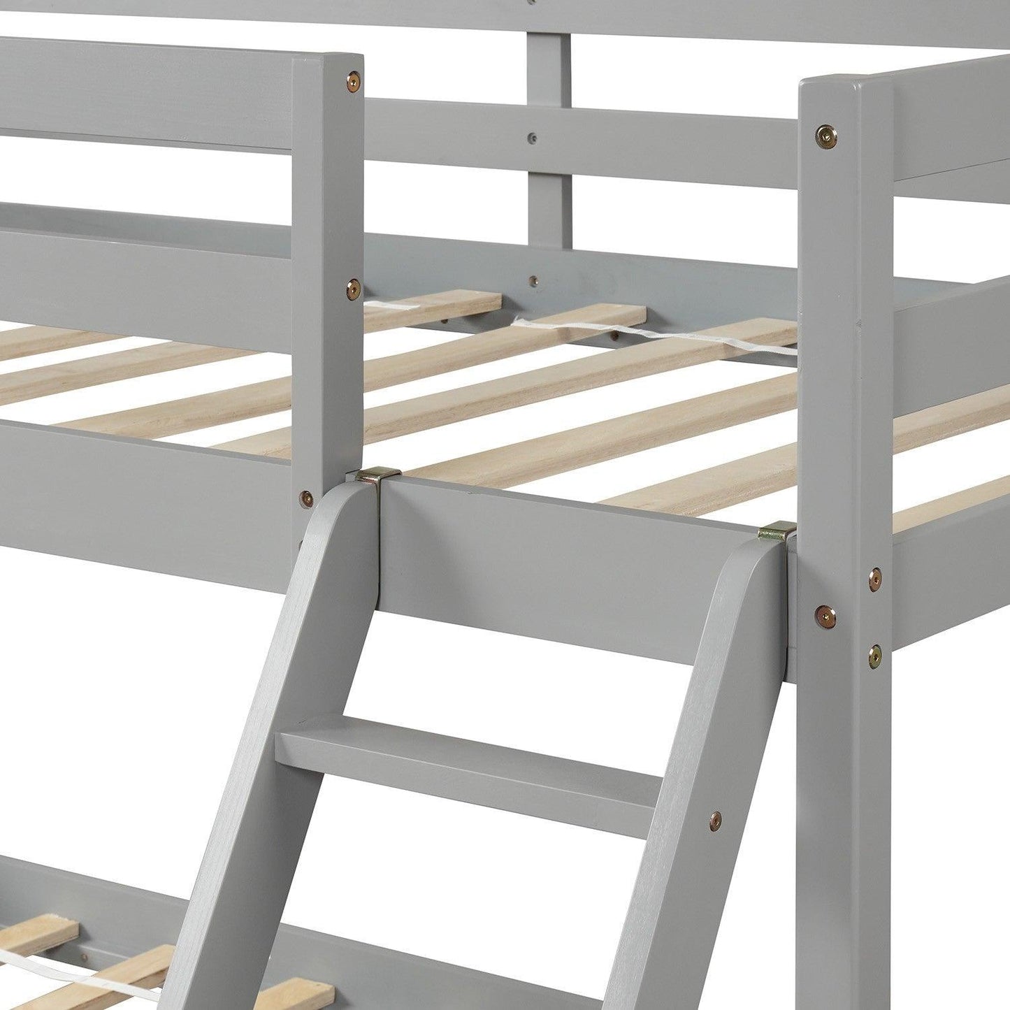 Gray Twin Size Full Size Bunk Bed - FurniFindUSA