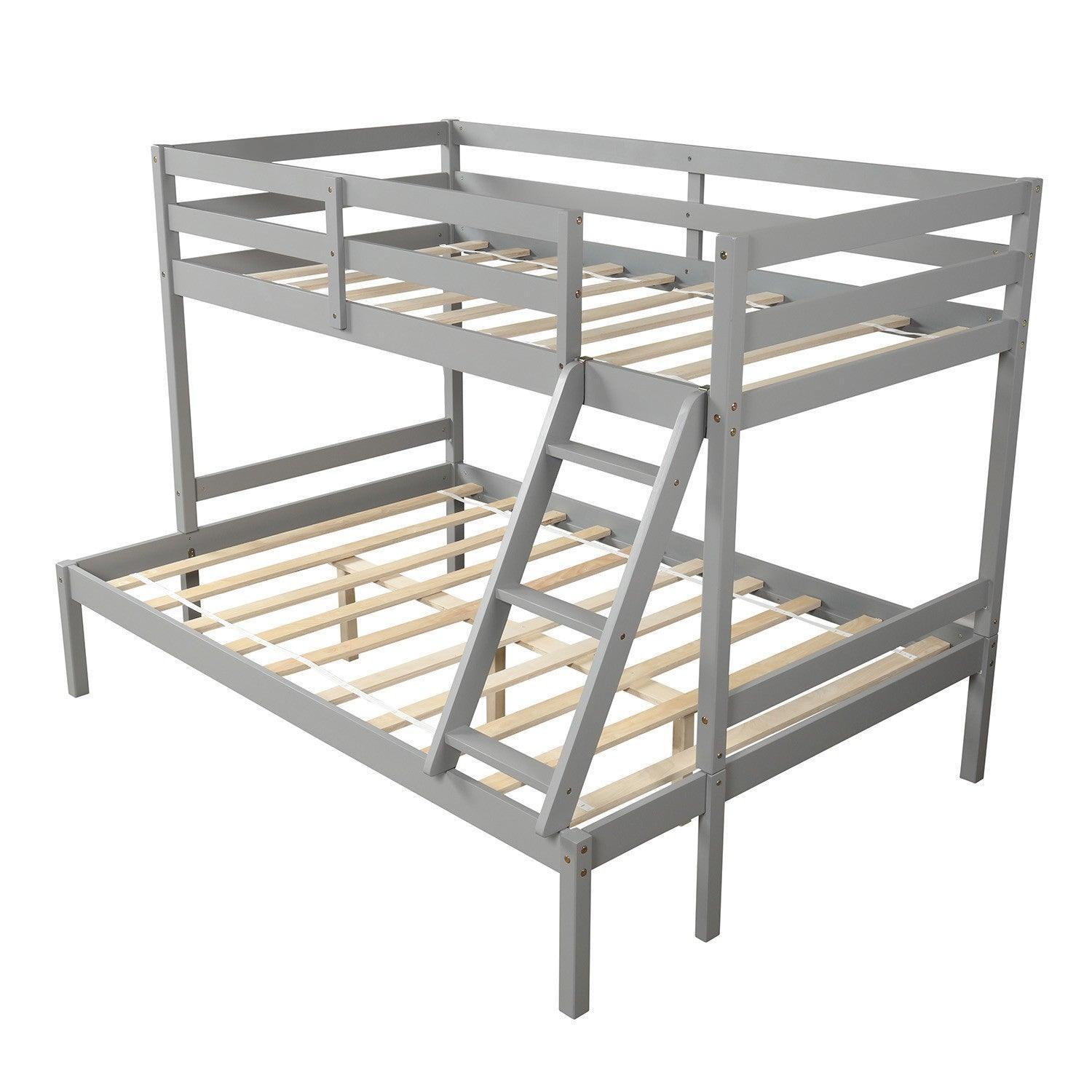 Gray Twin Size Full Size Bunk Bed - FurniFindUSA