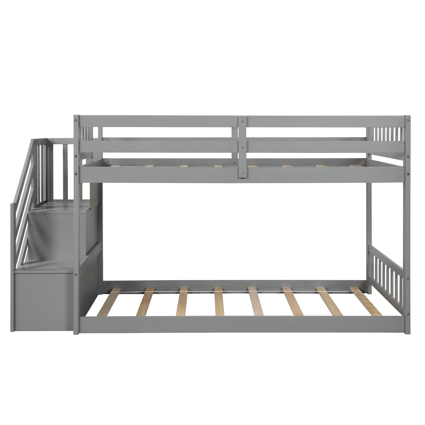 Gray Twin Over Twin Staircase Bunk Bed - FurniFindUSA