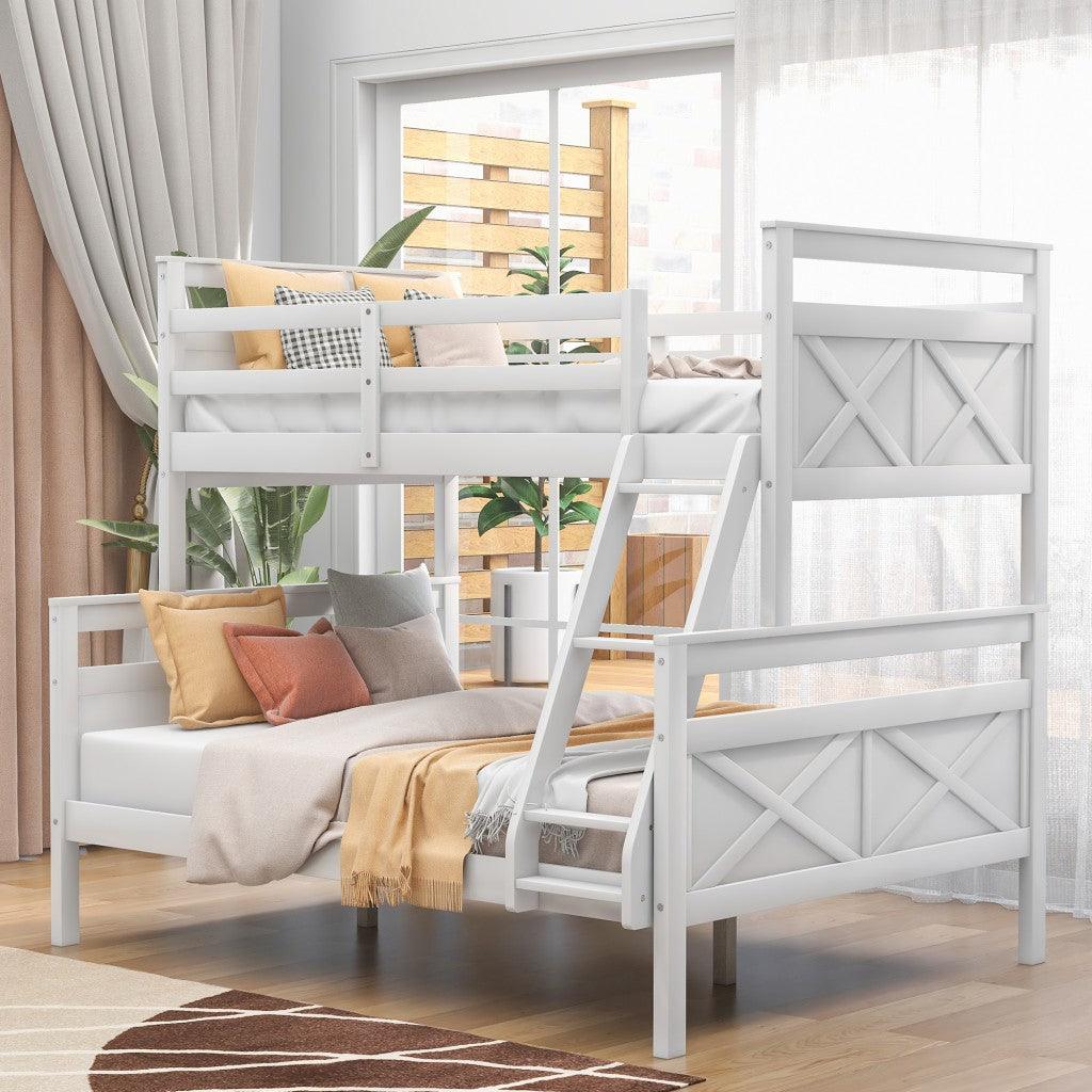 White Twin Over Full Size Bunk Bed - FurniFindUSA