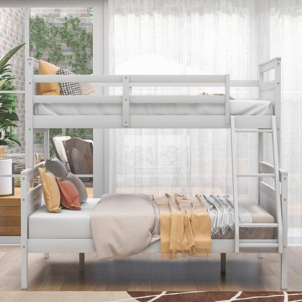 White Twin Over Full Size Bunk Bed - FurniFindUSA