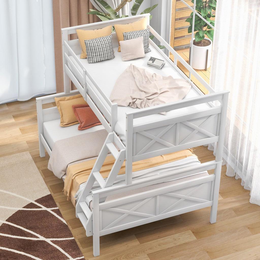 White Twin Over Full Size Bunk Bed - FurniFindUSA