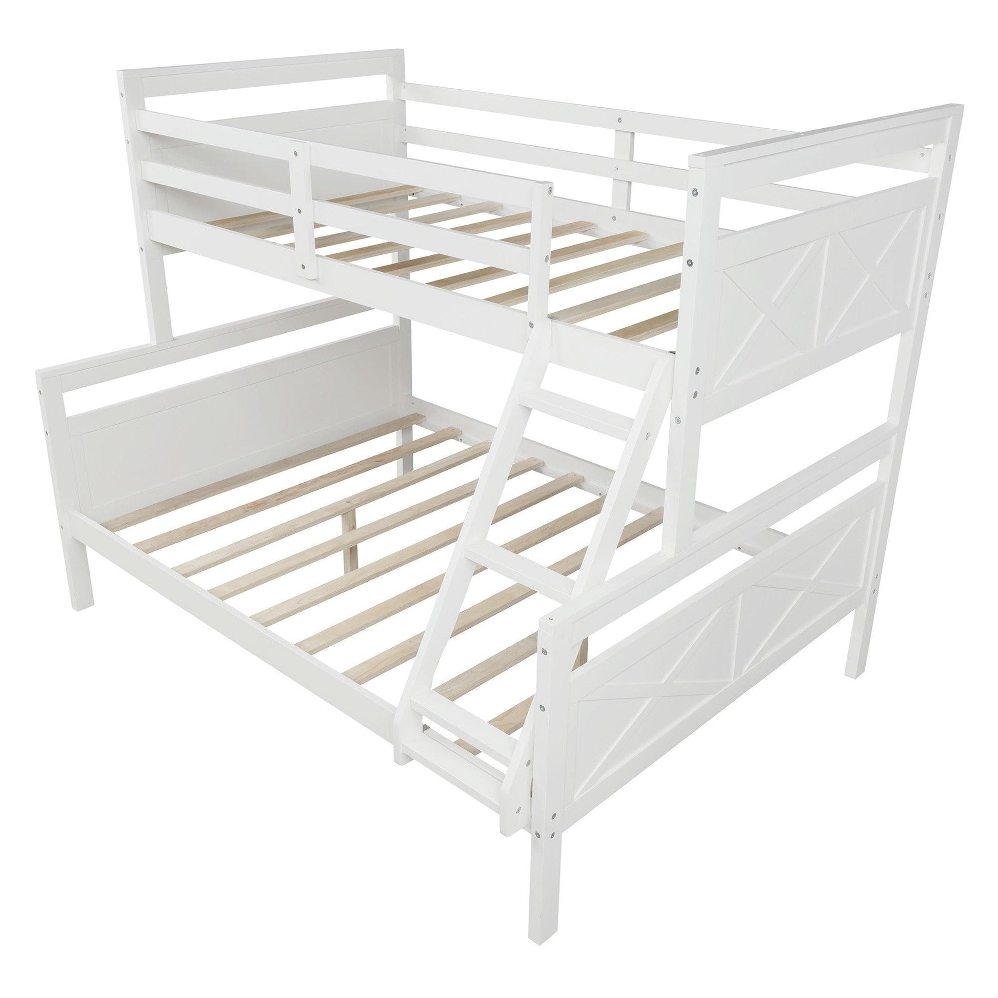 White Twin Over Full Size Bunk Bed - FurniFindUSA