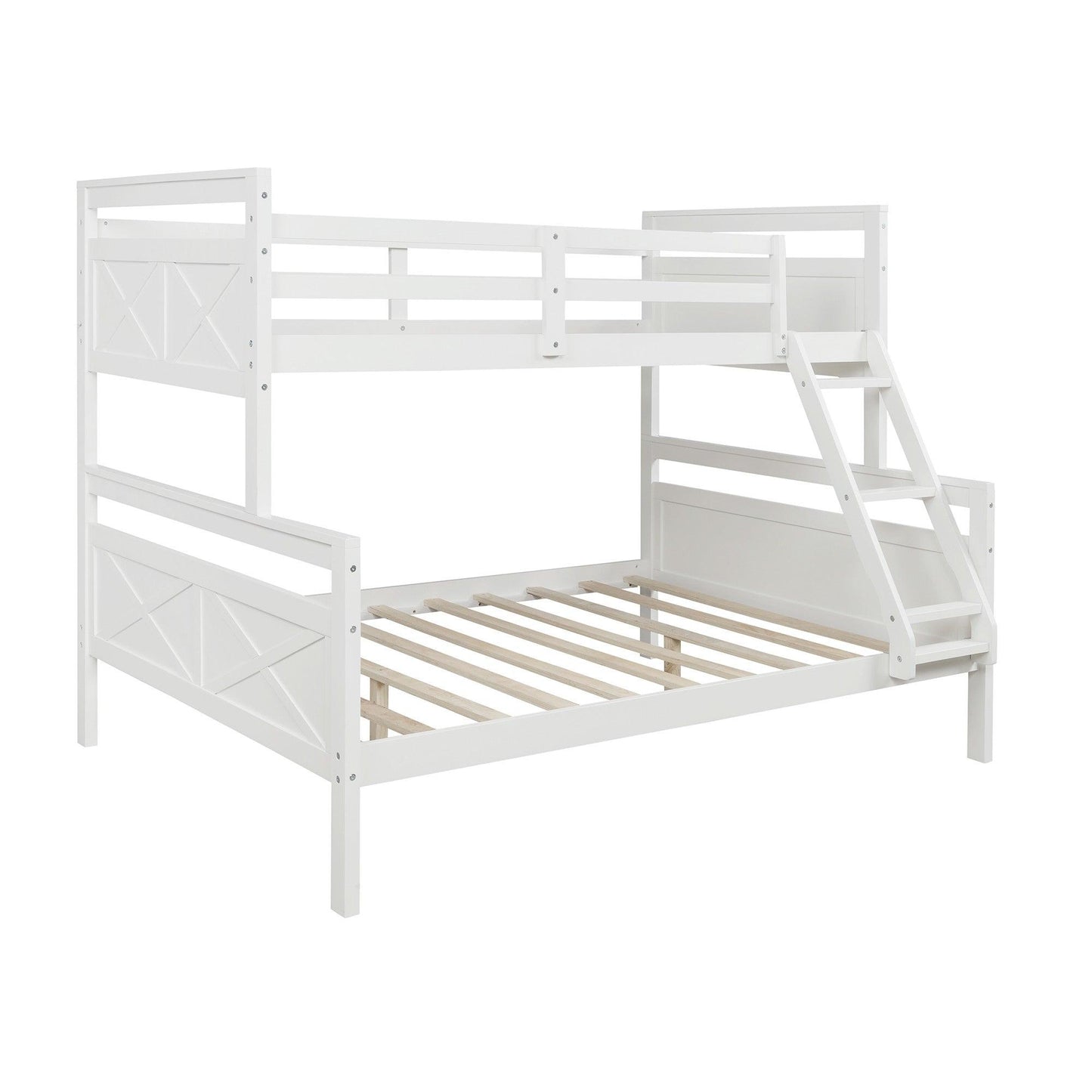 White Twin Over Full Size Bunk Bed - FurniFindUSA