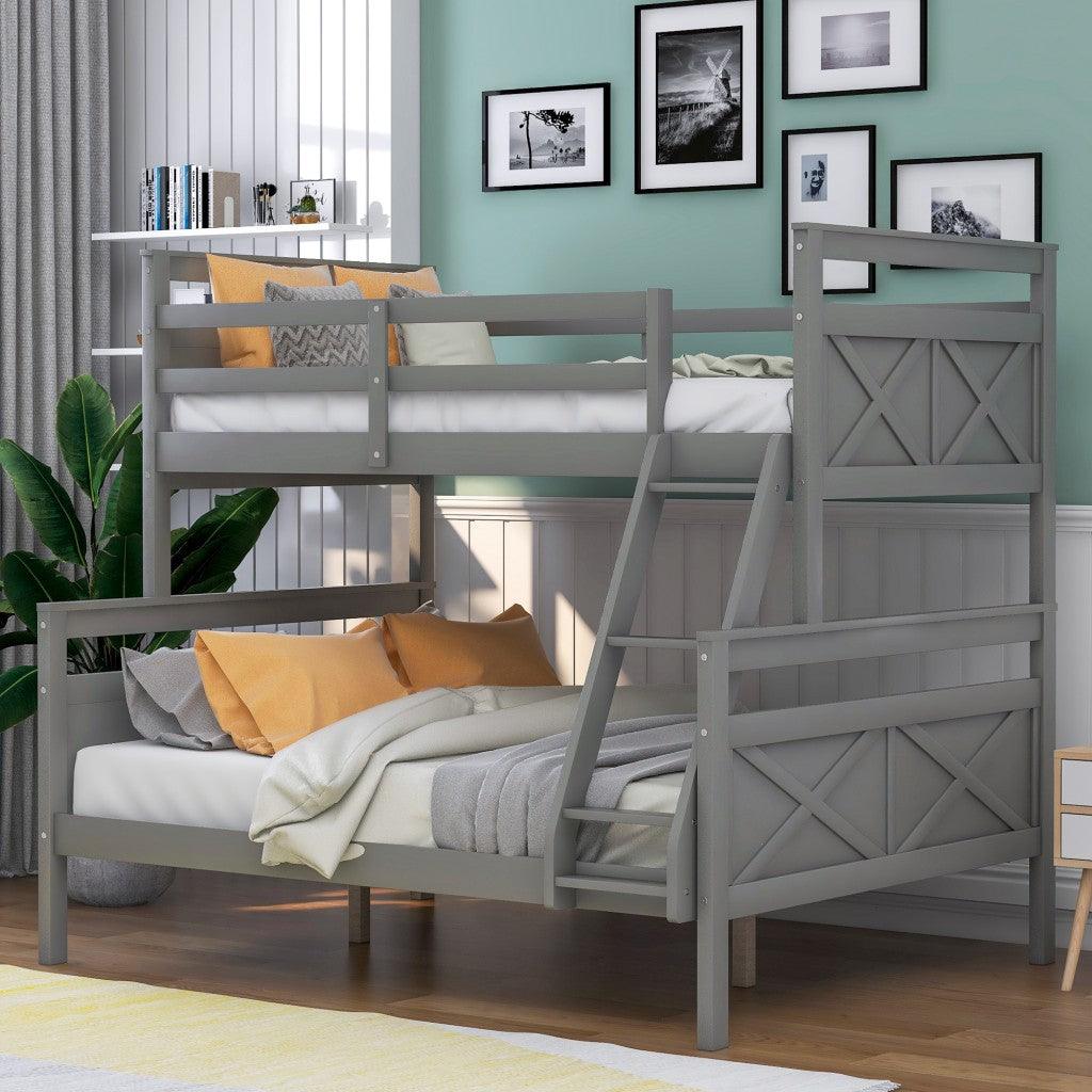 Gray Twin Over Full Size Bunk Bed - FurniFindUSA