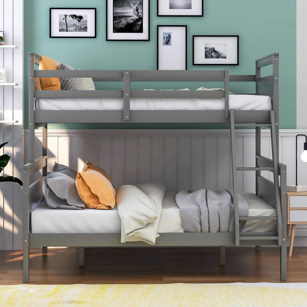 Gray Twin Over Full Size Bunk Bed - FurniFindUSA