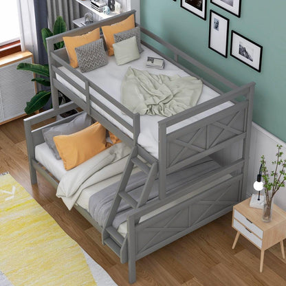 Gray Twin Over Full Size Bunk Bed - FurniFindUSA