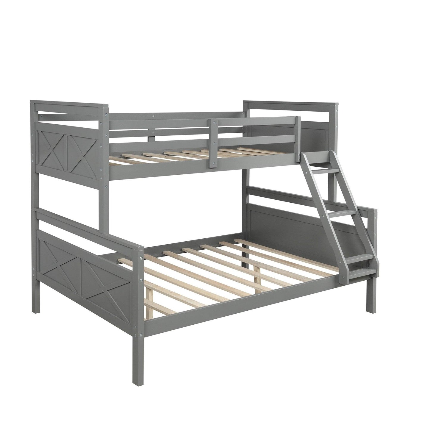 Gray Twin Over Full Size Bunk Bed - FurniFindUSA