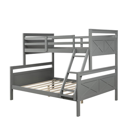 Gray Twin Over Full Size Bunk Bed - FurniFindUSA