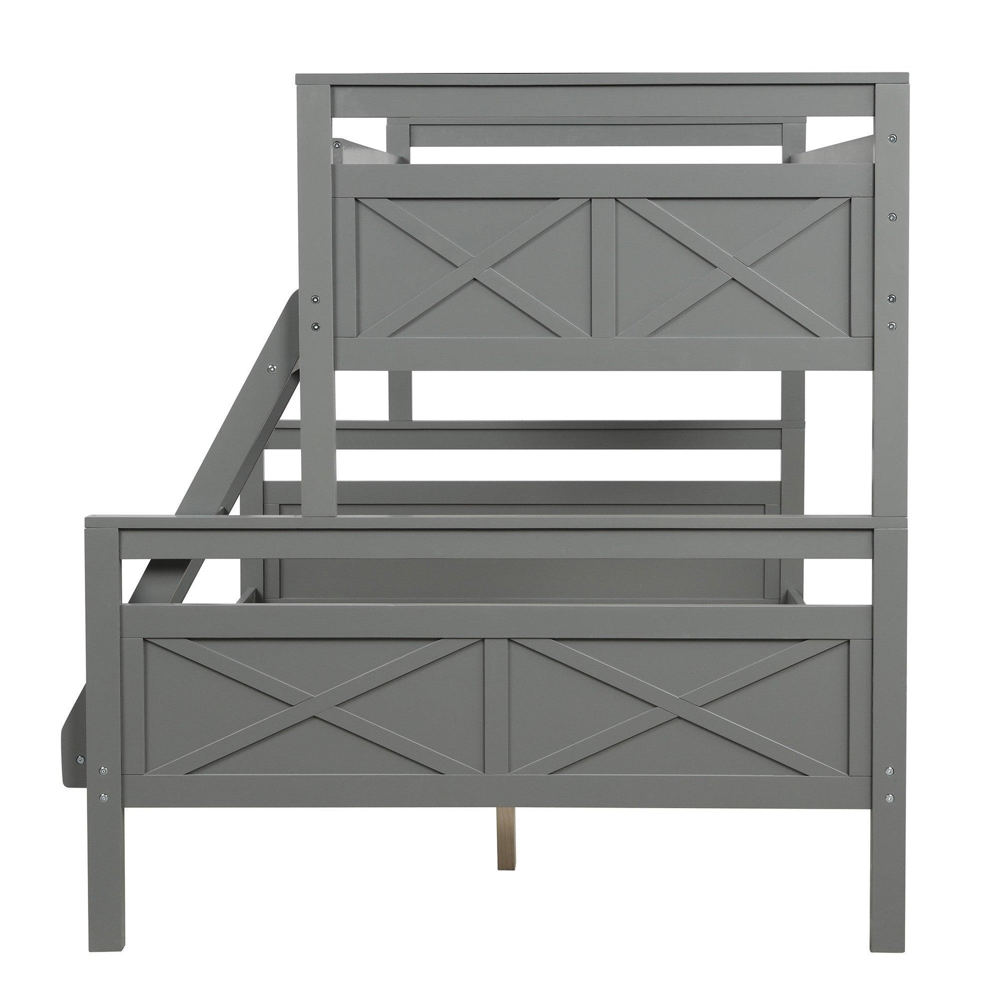 Gray Twin Over Full Size Bunk Bed - FurniFindUSA