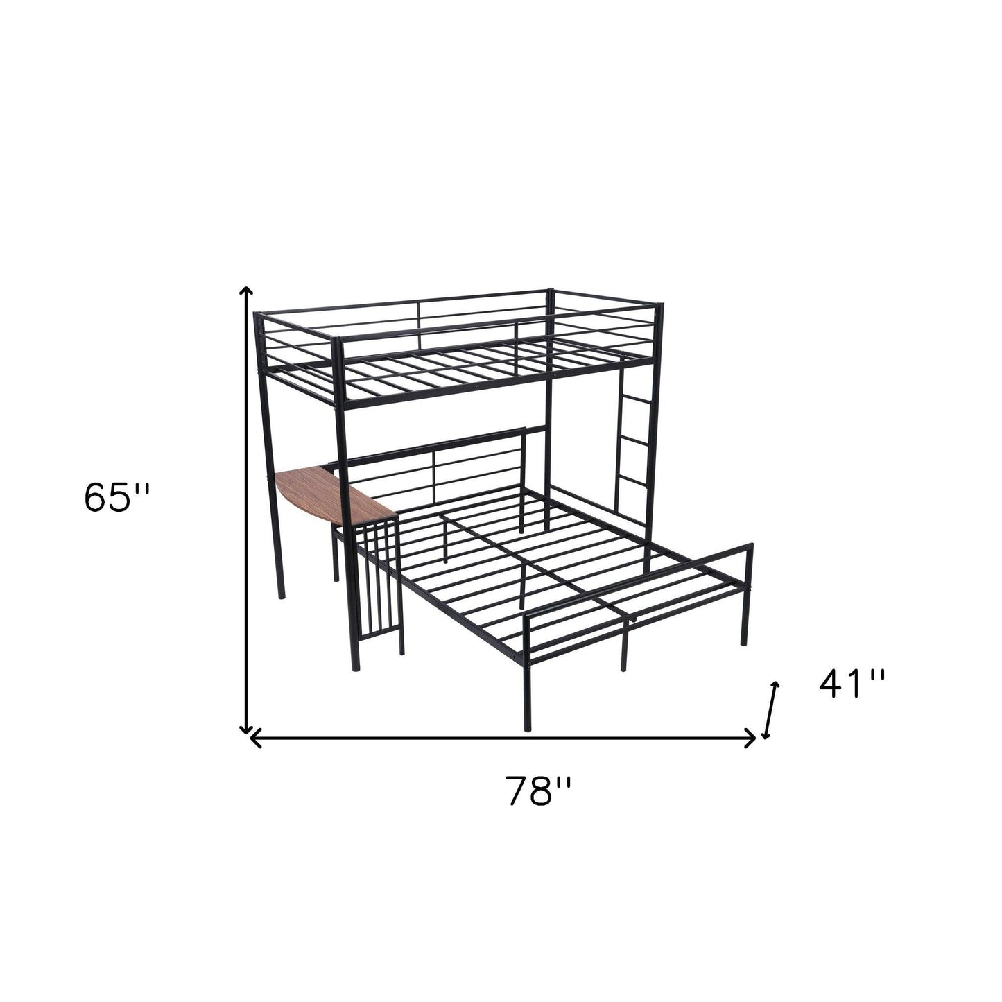 Black Twin Over Full Size Metal Bunk Bed with Desk - FurniFindUSA