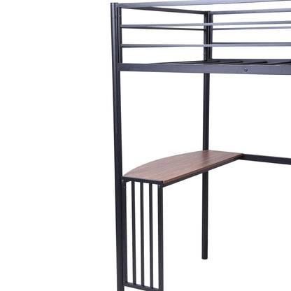 Black Twin Over Full Size Metal Bunk Bed with Desk - FurniFindUSA