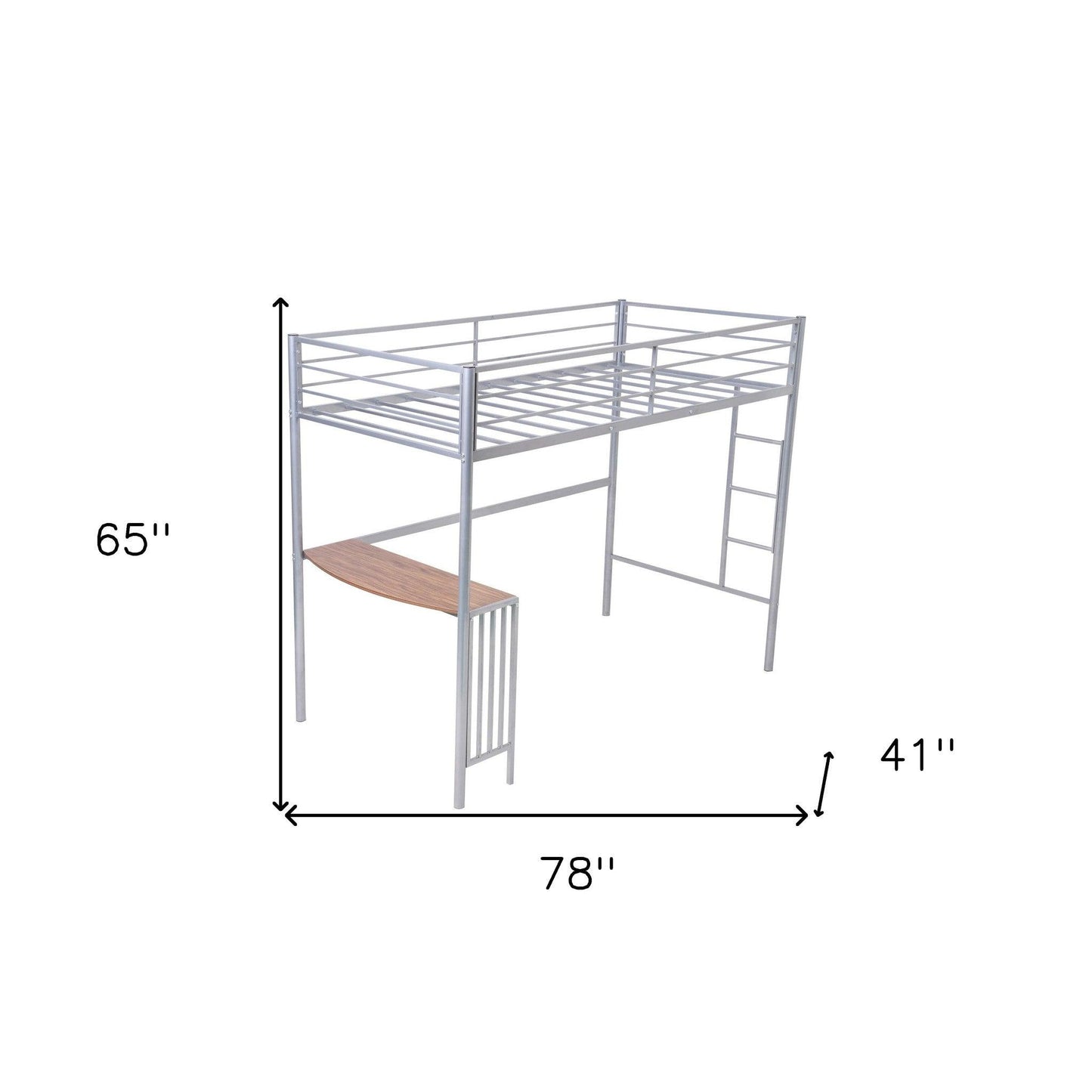 Silver Twin Over Full Size Metal Bunk Bed with Desk - FurniFindUSA