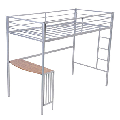 Silver Twin Over Full Size Metal Bunk Bed with Desk - FurniFindUSA